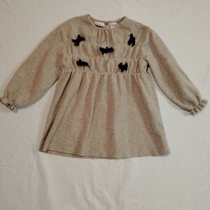Zara Beige Dress with Black Bird Appliqués